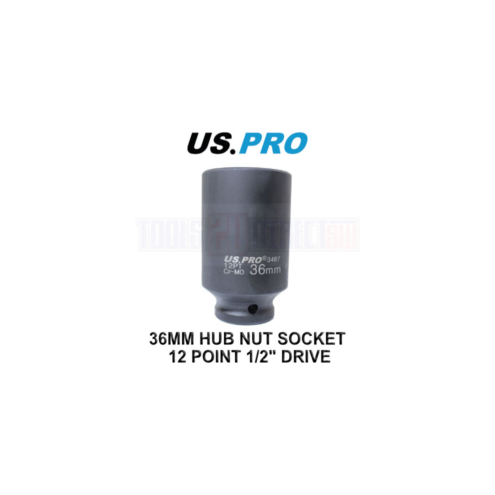 US PRO Tools 36mm 1/2" Drive Axle Hub Nut Socket 12 Point Deep Impact Socket 3487