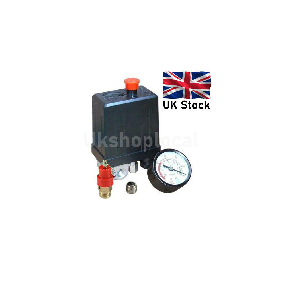 Pressure Gauge safety Valve Set + Air Compressor Pressure Single Phase