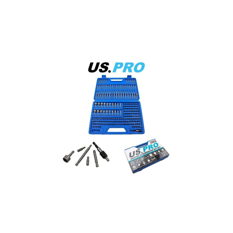 US PRO Tools 208pc Master Bit Set For Screwdriver, Drill 1/4" Bits Holder 3262