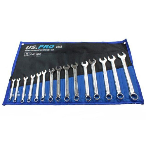 us pro US PRO Tools 15PC Metric Combination Spanner Set 6 - 22MM 2243 1