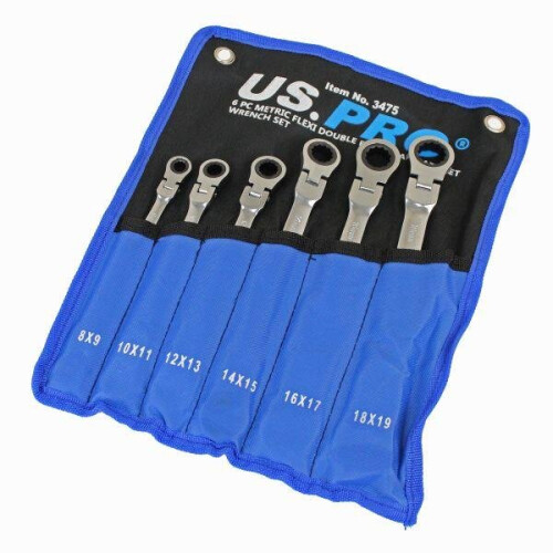 us pro US PRO Tools 6pc Metric Flexi Double Ring Gear Ratchet Spanner Wrench Set 8-19mm 3475 2