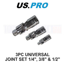 US PRO Tools 3 Piece universal joint Socket Adapter bendy Knuckles Set 1/2" 1/4" 3/8 4203