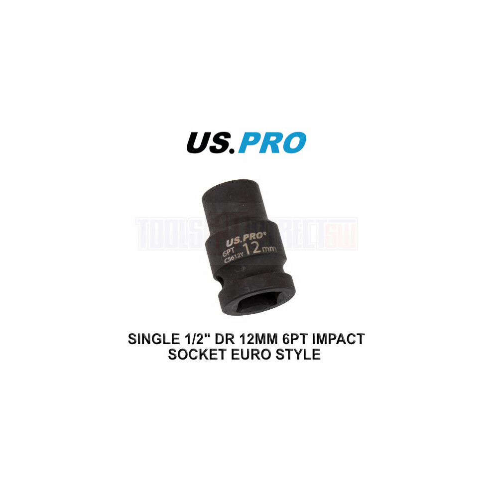 Us Pro Tools 12Mm Impact Socket 1/2" Drive 6 Point Single Hex 3814 5060848151673