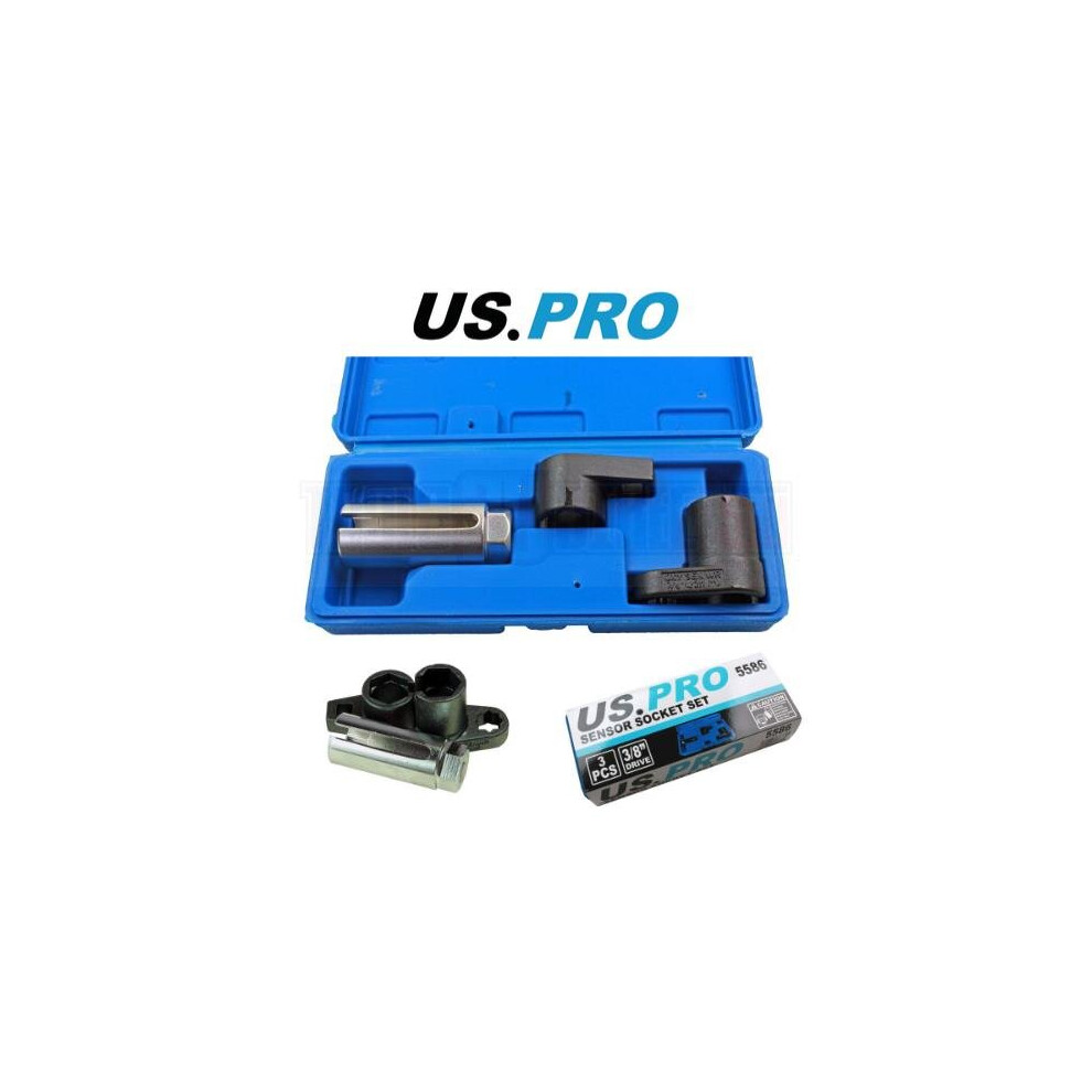 US PRO Tools 3pc Oxygen Sensor Socket Wrench Set 5586