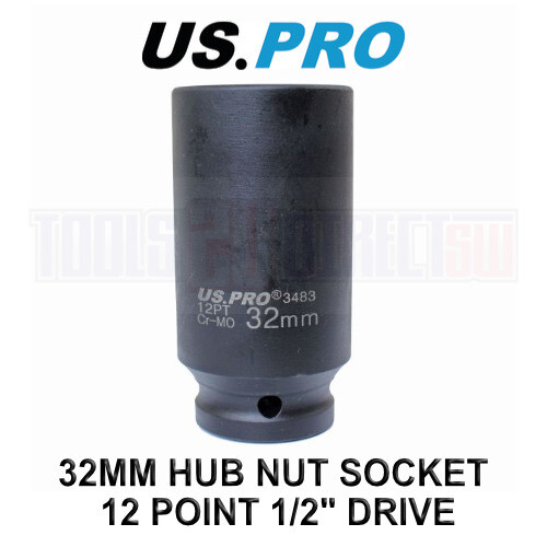 us pro US PRO Tools 32mm 1/2" dr 12 Point Deep Hub Nut Socket, Gearbox etc 3483