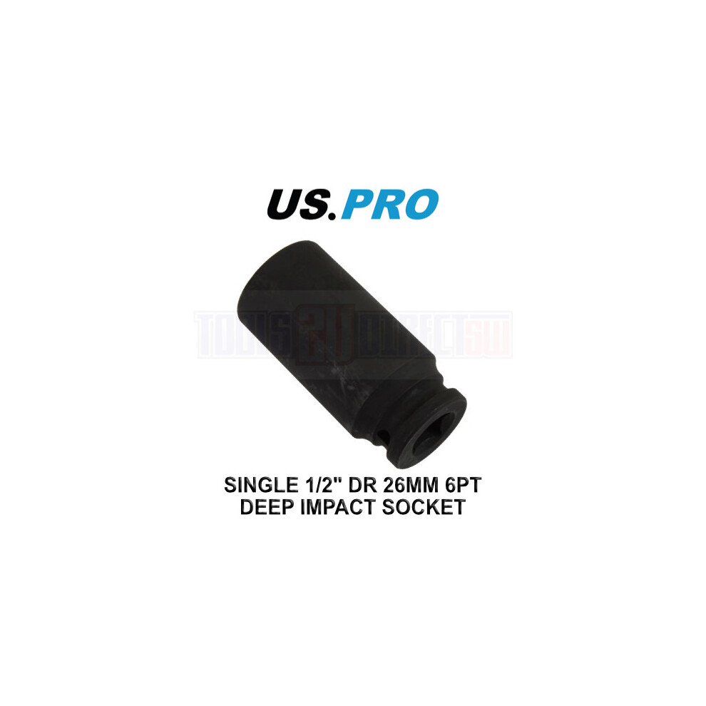 US PRO Tools 26mm Deep 1/2" Dr Impact Socket 6PT 3788