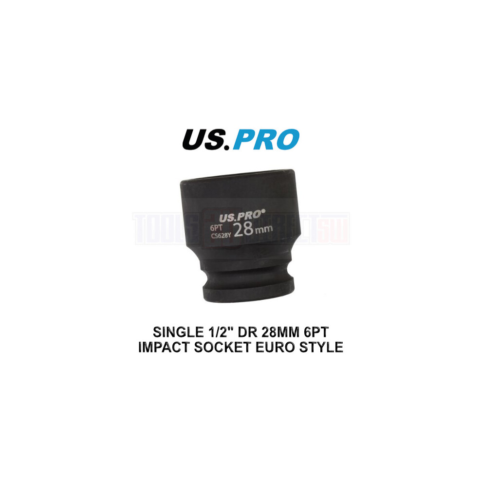 Us Pro Tools 28Mm Impact Socket 1/2" Drive 6 Point Single Hex 3828 5060848151819