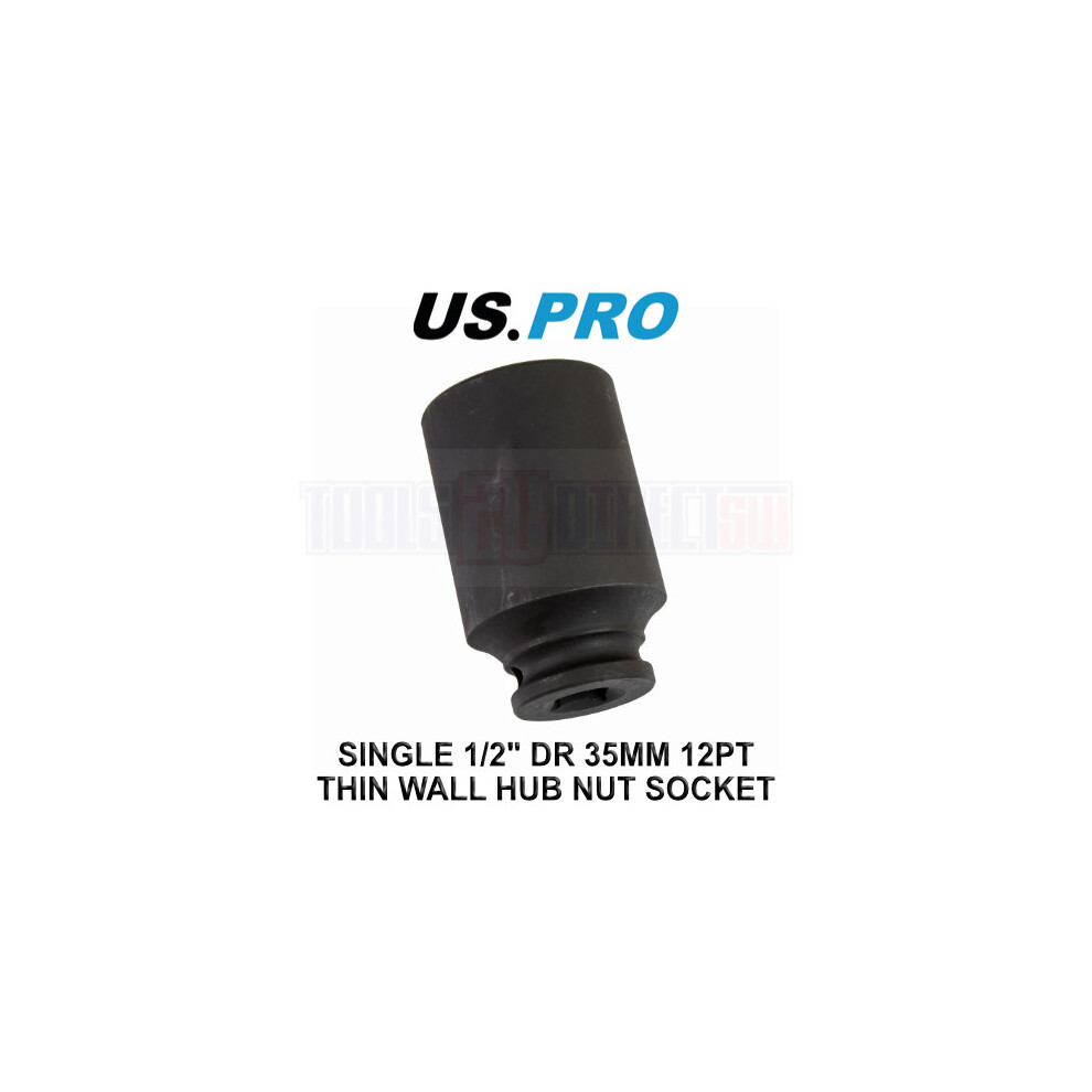 Us Pro Tools 35Mm Deep 1/2" Dr Impact Thin Walled Hub Nut Socket 12Pt 3784