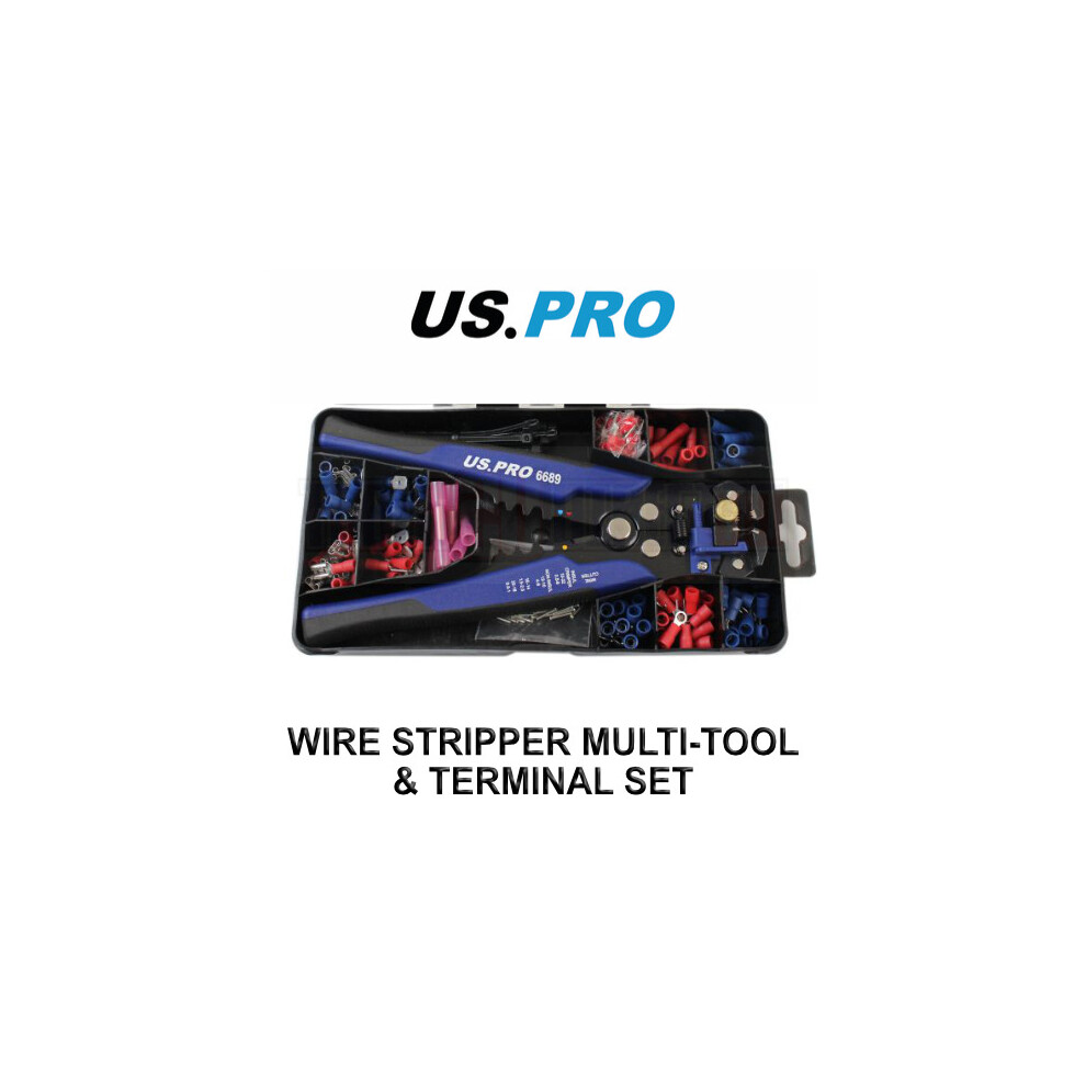 US PRO Tools Auto Wire Stripper, Cutter, Terminal Crimper & Terminal Set 6830