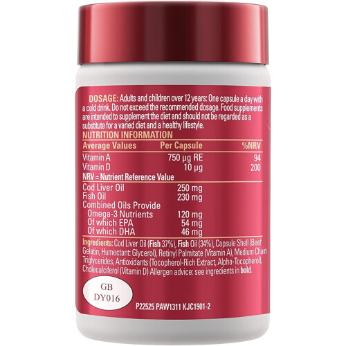 Seven Seas Seven Seas Omega-3 Fish Oil και μουρουνέλαιο, μία κάψουλα ημερησίως - 60 πακέτο 1