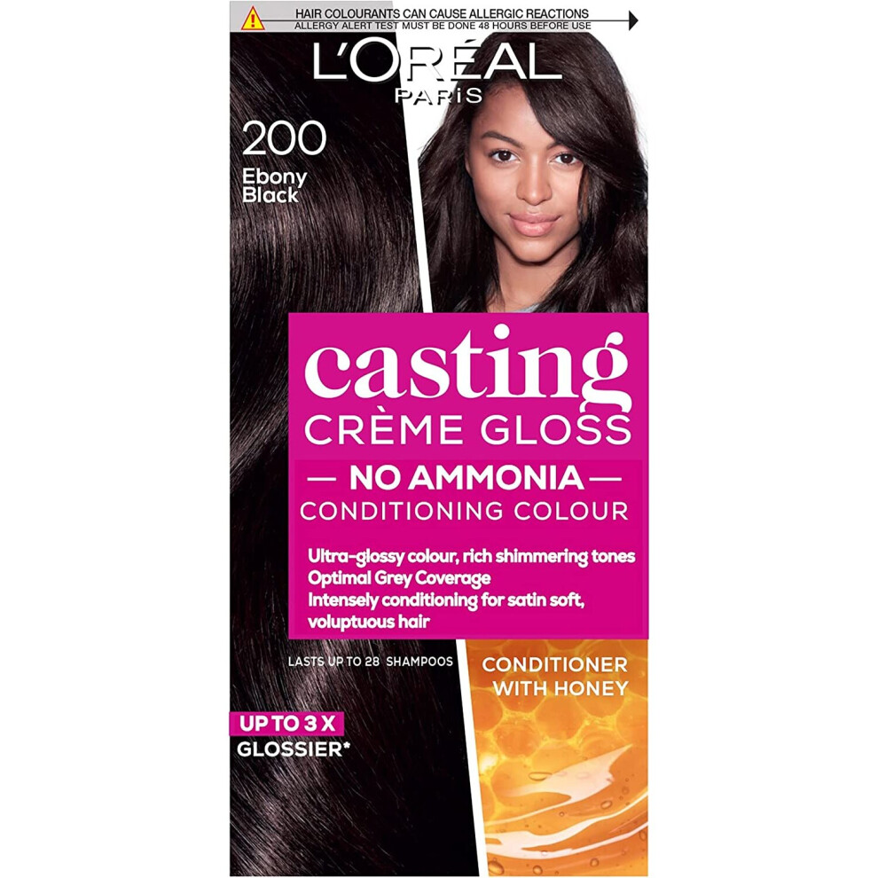 L'Oreal Casting Creme Gloss Semi-Permanent Hair Colour Dye - 200 Ebony Black