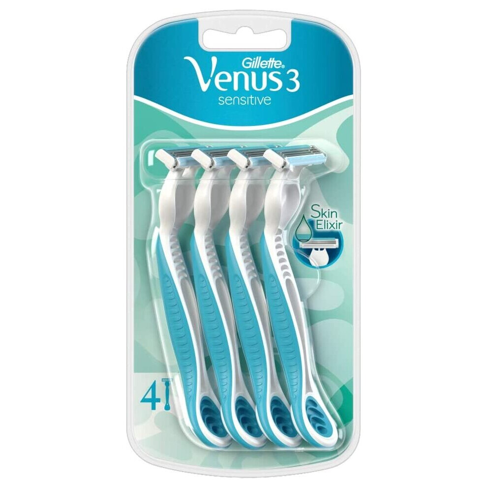 Gillette Venus 3 Sensitive Womens Disposable Razors - Pack Of 4