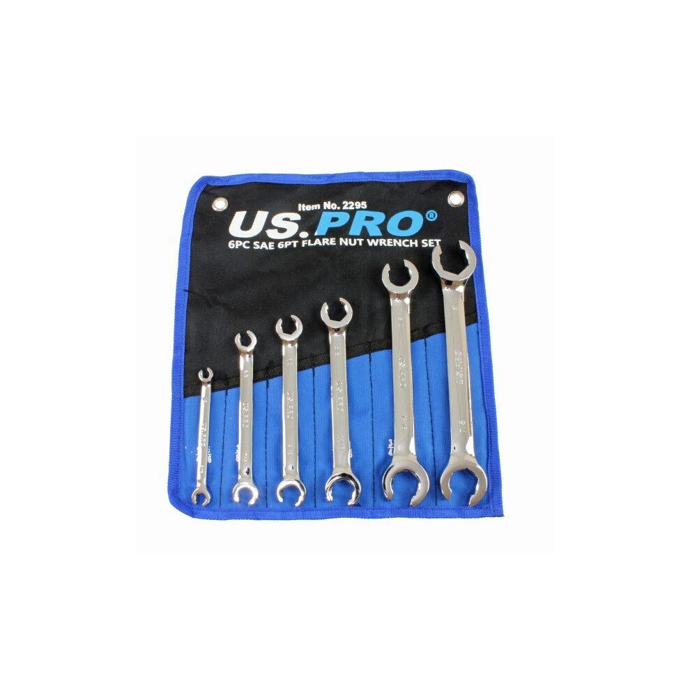 Us Pro Tools 6Pc Sae Imperial 6Pt Flare Nut Spanners Wrench Set Brake Pipe 2295