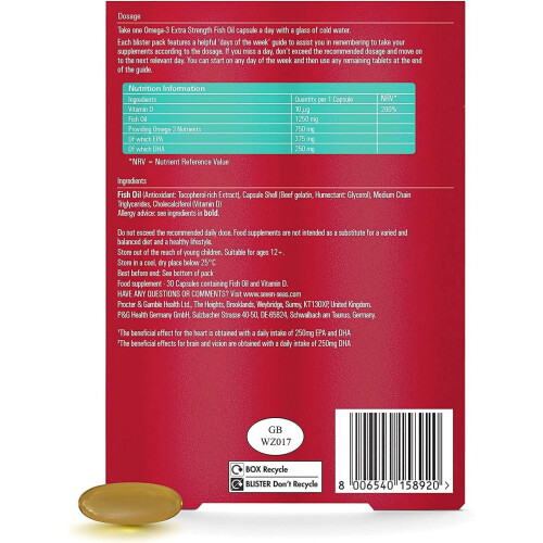 Seven Seas Ulei de pește Seven Seas Omega 3 Extra Puternic cu Vitamina D - 30 de capsule 1