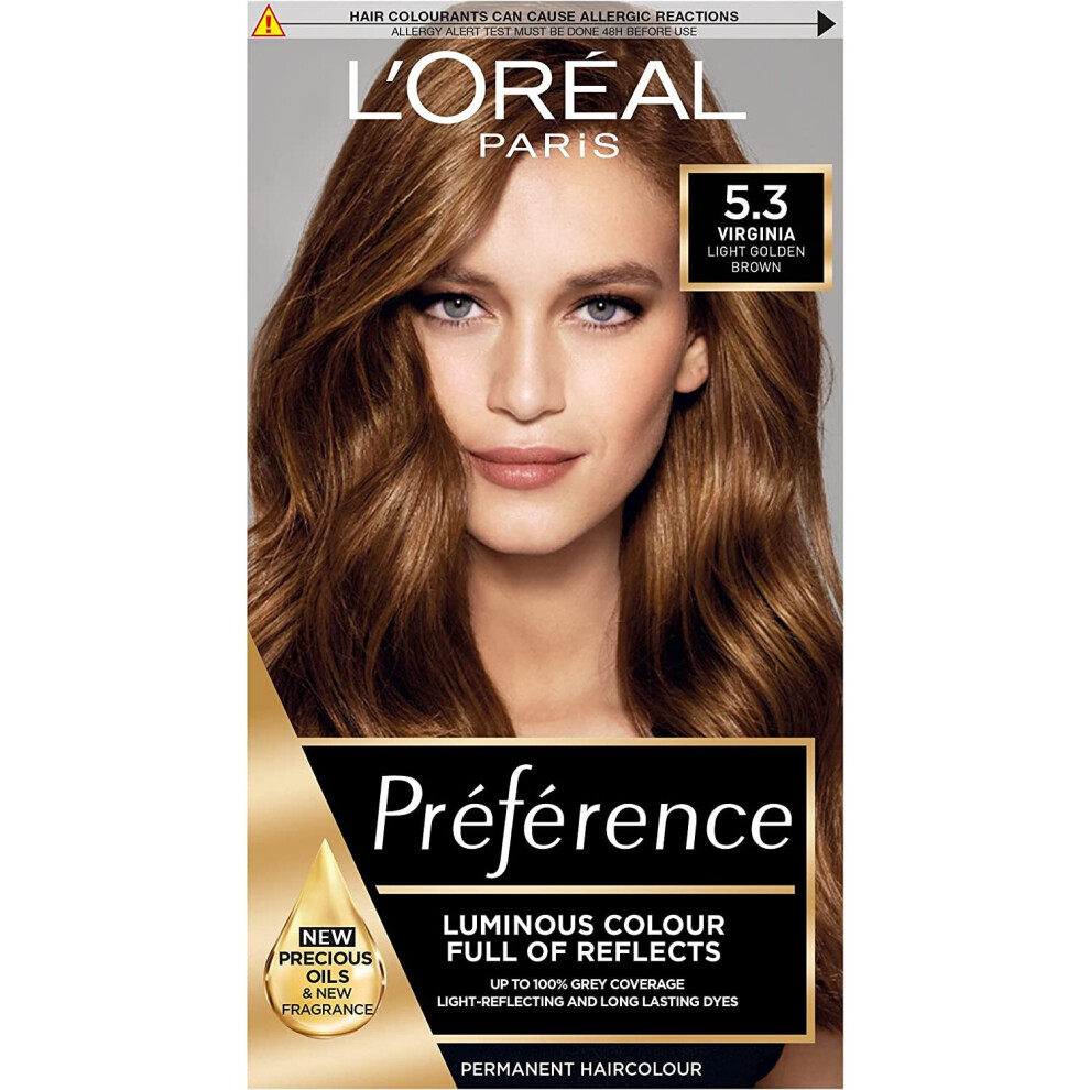 L'Oreal Preference Permanent Hair Dye Colour - 5.3 Virginia Light Golden Brown