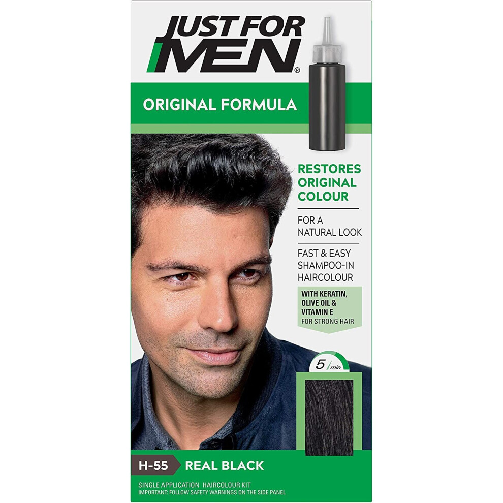 Just For Men Original Formula Hair Dye Real Black H55 With Olive Oil & Vitamin E