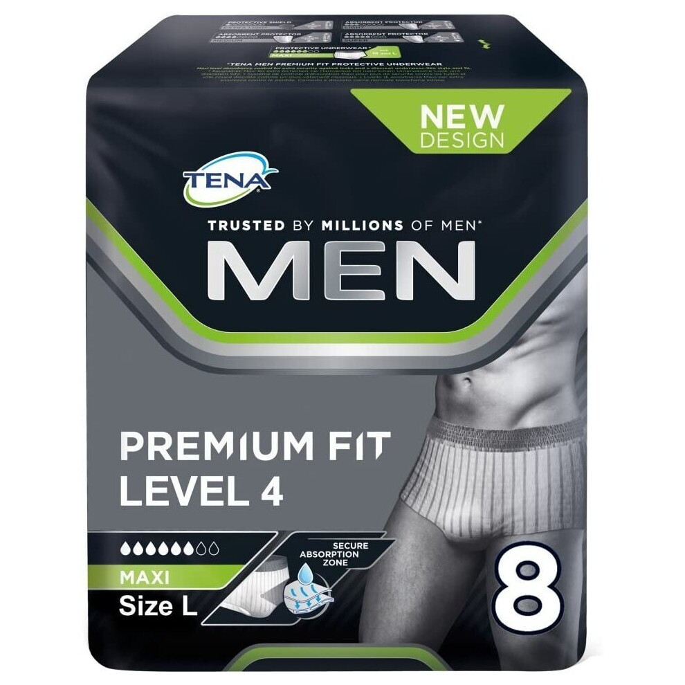 Tena For Men Premium Fit Level 4 Incontinence Maxi Pants - Large Pack Of 8