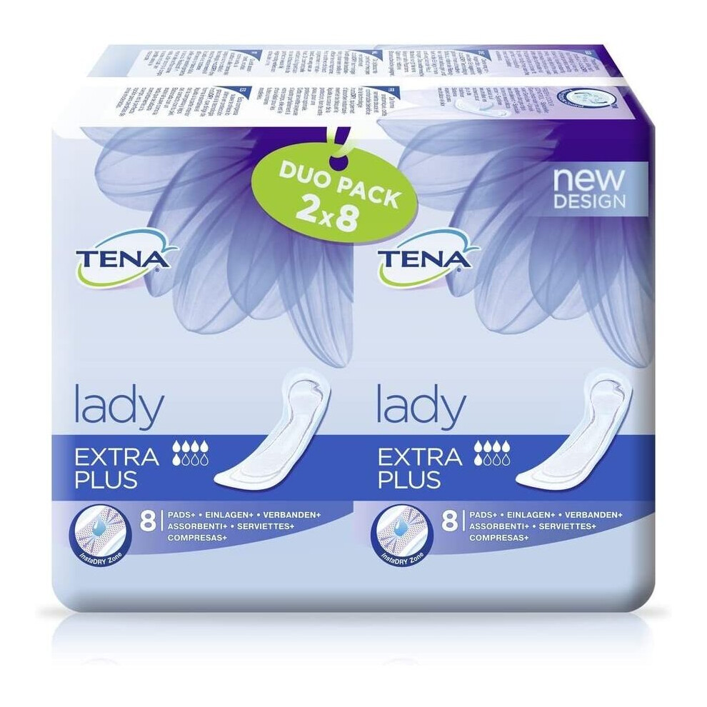 Tena Lady Extra Plus Incontinence Pads With Odour Control - Pack Of 16