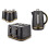 Tower Tower Empire Black Jug  Kettle, 4 Slice Toaster & Canisters Set 1