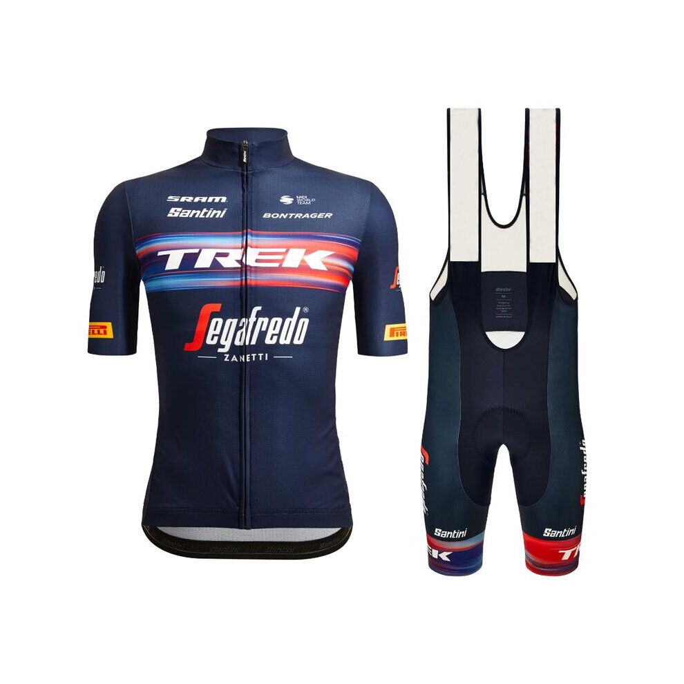 (Blue, 2XL) Men's Short Sleevet Cycling Jersey +Bib Shorts Set 