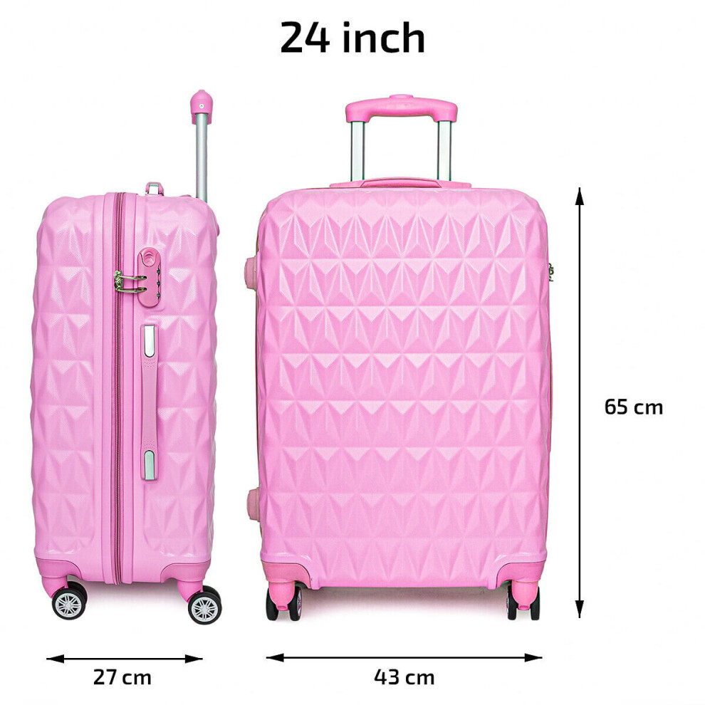 (CMY Lightweight 4 Wheel ABS Hard Shell Travel Trolley Luggage Suitcase Set, 24" Hold Check in Luggage) 24'' Medium ABS Hard Shell Cabin Suitcase Case