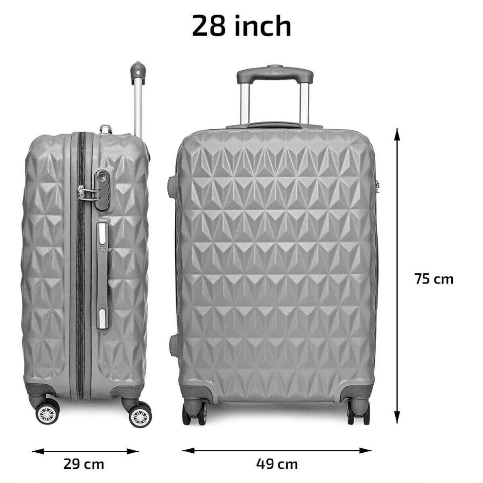 (28'' Large Lightweight ABS Hard Shell Travel Hold Check in Luggage Spinner Suitcase with 4 Wheels) Large 28 Hard Shell Suitcase 4 Spinner Wheels