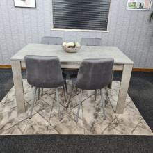 Dining Table Set Of 4 Kitchen and 4 Grey Tufted Velvet Chairs
