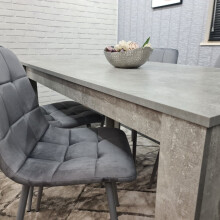 Dining Table Set Of 4 Kitchen and 4 Grey Tufted Velvet Chairs