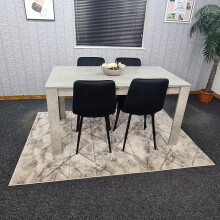 Dining Table Set Of 4 Kitchen and 4 Black Tufted Velvet Chairs