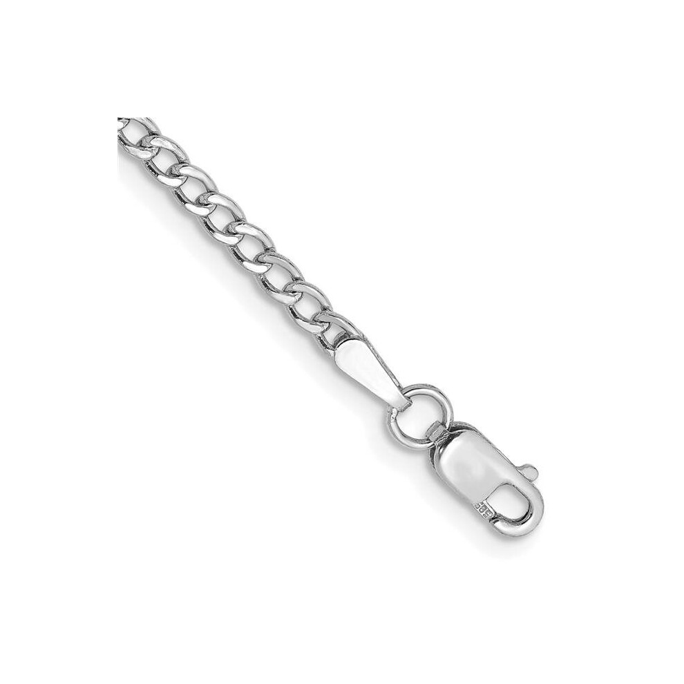 Quality Gold BC123-10 14K White Gold 10 in. 2.5 mm Semi-Solid Curb Chain Anklet