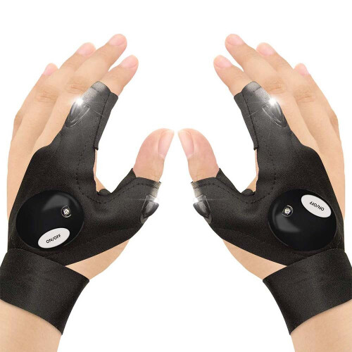 Finger Gloves with LED Light Flashlight Tools Outdoor Gear Rescue Torch