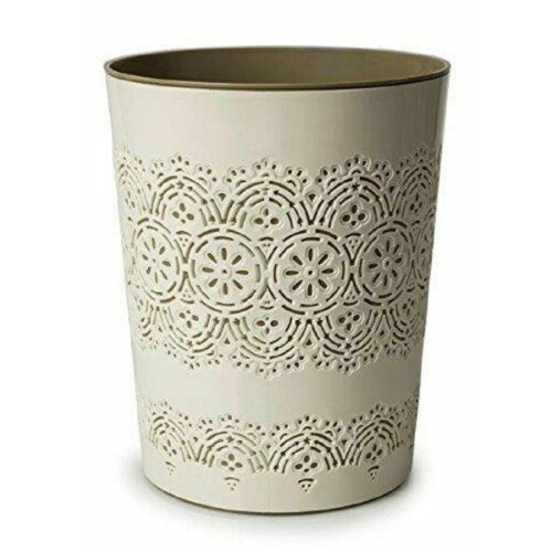 (Cream) 9L Flora Waste Rubbish Paper Bin For Kitchen Home