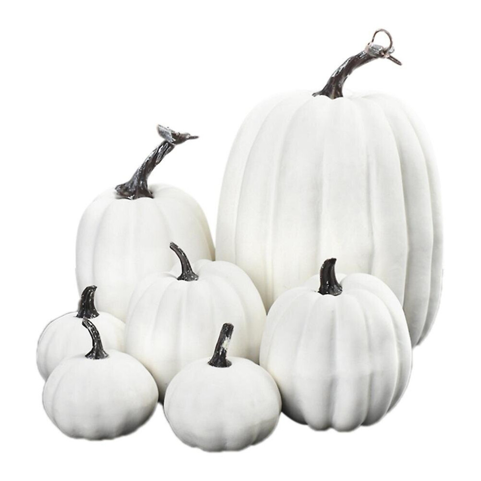 (B) 7pcs Simulation Pumpkin Halloween Fake Artificial Pumpkin Table Home Decor