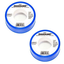 Silverline White PTFE Tape x2 Threaded Seal Fitting Water Plumbing Tape 12mmx12m