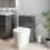 Bathroom Modern WC 500mm Toilet Unit Concealed Cistern BTW Soft Close Grey 2