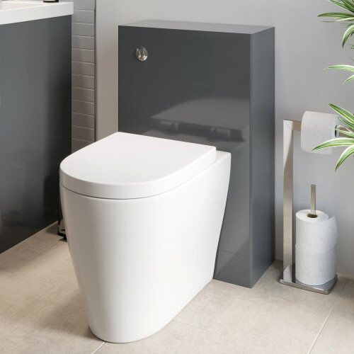 Bathroom Modern WC 500mm Toilet Unit Concealed Cistern BTW Soft Close Grey