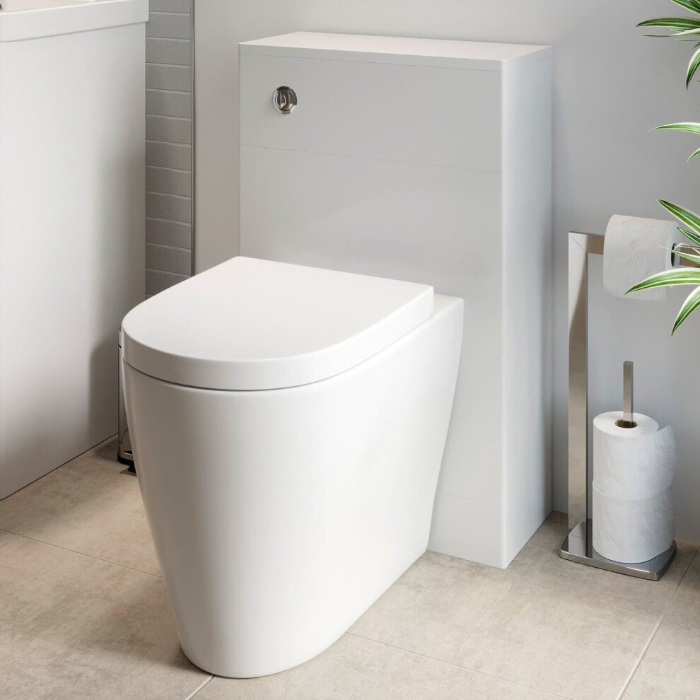 Bathroom Modern Wc 500Mm Toilet Unit Concealed Cistern Btw Soft Close Seat White 5056467234583