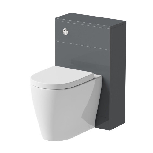 Bathroom Modern WC 500mm Toilet Unit Concealed Cistern BTW Soft Close Grey 2