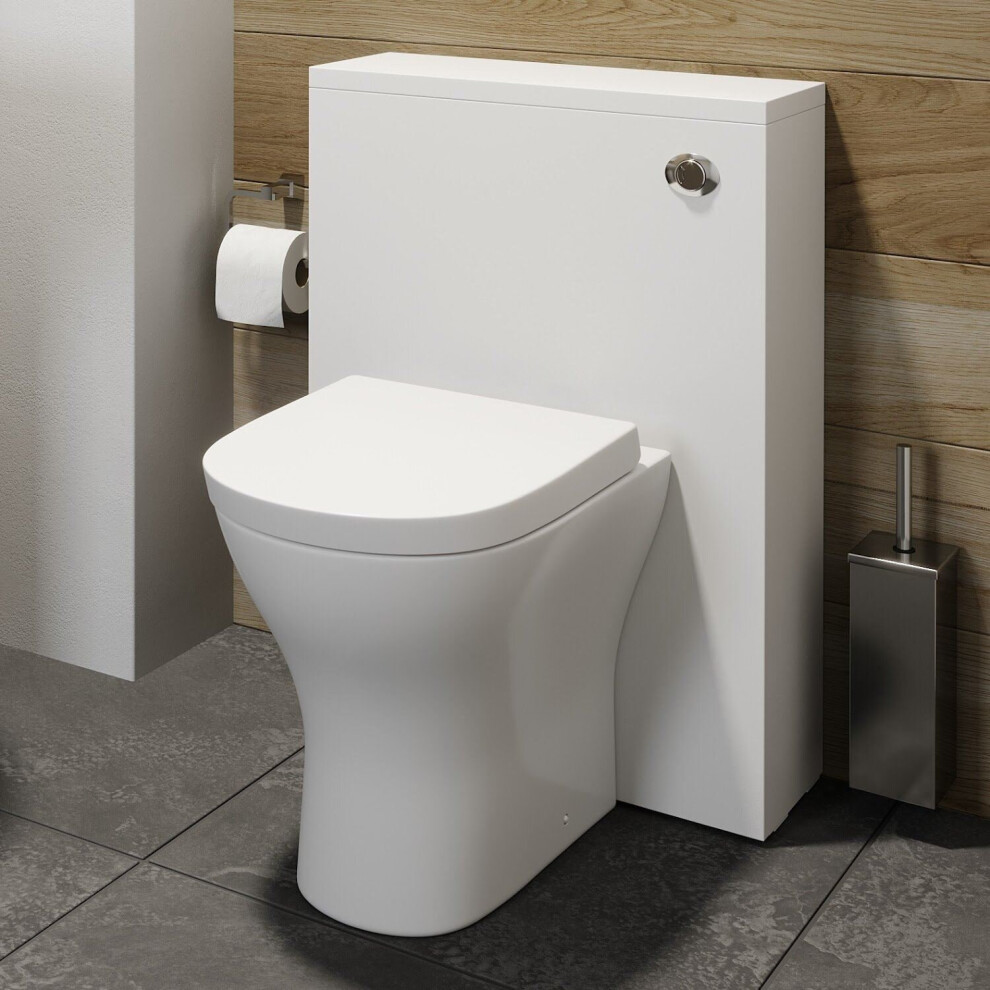 500mm Bathroom Toilet Concealed Cistern White Gloss Dual Flush Soft Close Seat