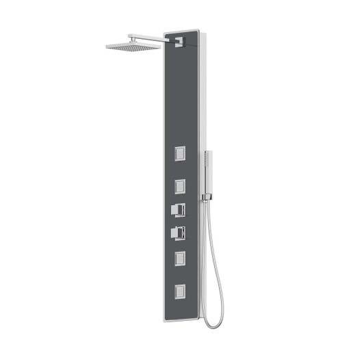 Modern Thermostatic Shower Panel Column Tower Body Jets Twin Head Bathroom Glass 1