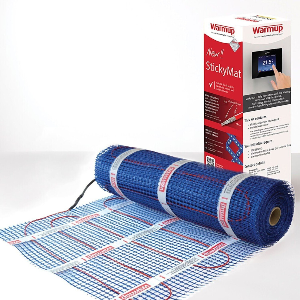 Warmup Electric Underfloor Heating Sticky Mat Kit Red Floor Cable 200W/m2 -3.5m2