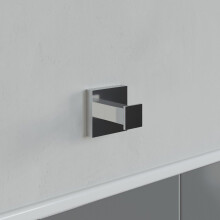 Bathroom Towel Robe Hook Holder Chrome Square Wall Mounted Stylish Modern