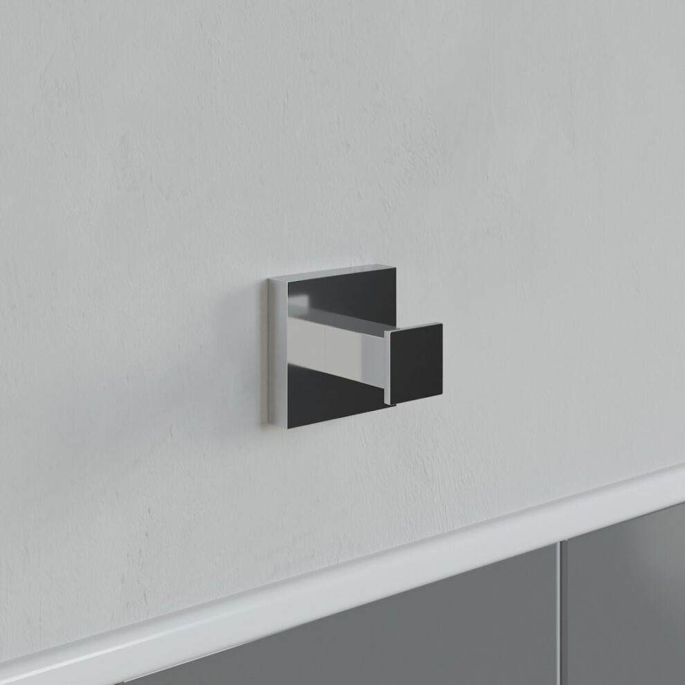 Architeckt Bathroom Towel Robe Hook Holder Chrome Square Wall Mounted Stylish Modern