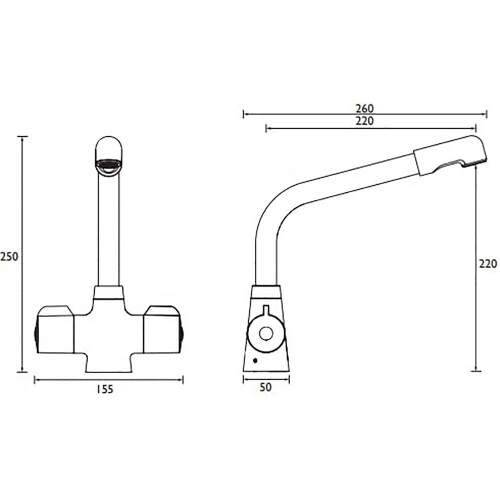 Bristan Bristan Manhatan Kitchen Sink Mixer Tap Double Lever Modern Easyfit Chrome 1