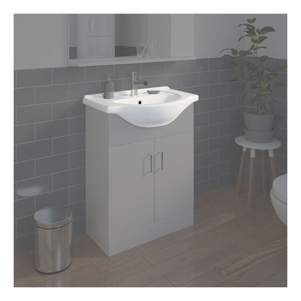 White Bathroom Wc Basin 650Mm Compact Sink Single Tap Hole Basin Only