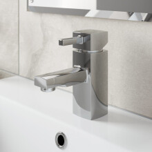 Bathroom Square Monobloc Basin Sink Mixer Tap Brass Single Lever Chrome Modern
