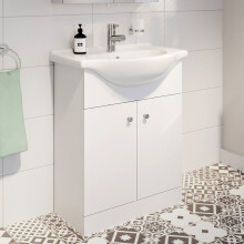 Purefino 650mm Bathroom Vanity Unit with Ceramic Basin, Soft Close Door, Freestanding Storage Cabinet, Matt White