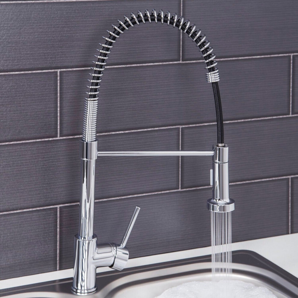 Modern Monobloc Kitchen Mixer Tap with Pull Out Hose Spray Single Lever Chrome