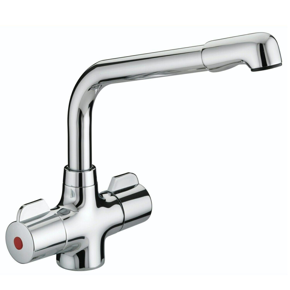 Bristan Manhatan Kitchen Sink Mixer Tap Double Lever Modern Easyfit Chrome