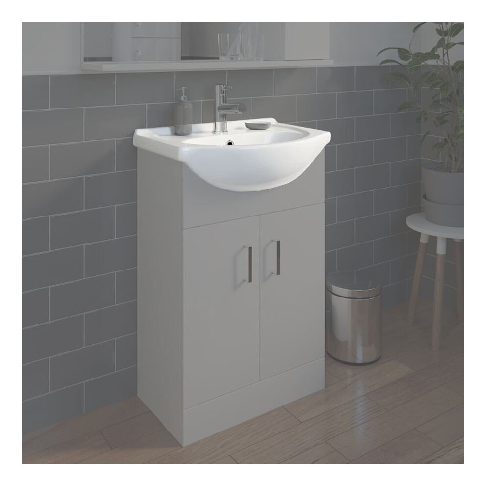 Bathroom Wc Basin 550Mm Compact Sink Single Tap Hole White Basin Only 5056093628336